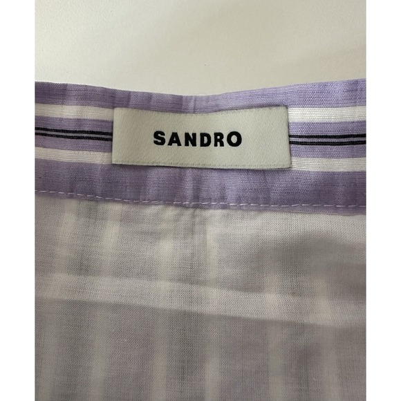 Sandro Midi Skirt Womens Size‎ 34 Linen Blend Ruffle Cóctel Designer Lined New - Picture 5 of 16
